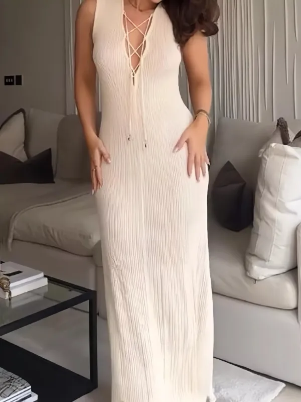Lace Up Sleeveless Maxi Dress sold by Charming Charlie