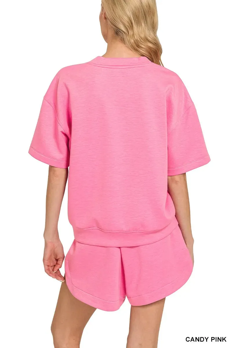 Zenana Scuba Short Sleeve Top & Shorts Set sold by Charming Charlie product image thumbnail 3