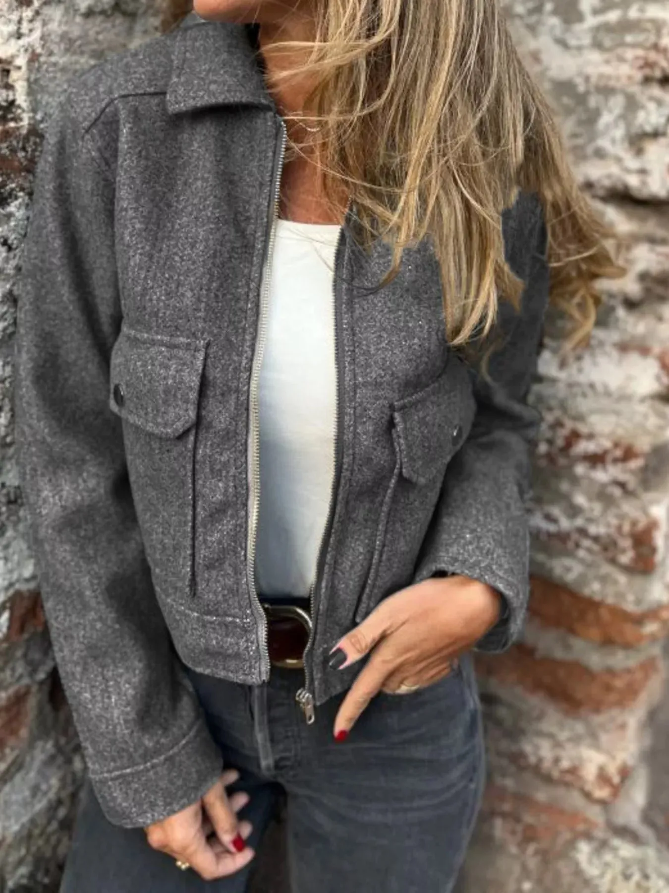 Zip Up Long Sleeve Jacket sold by Charming Charlie product image thumbnail 3