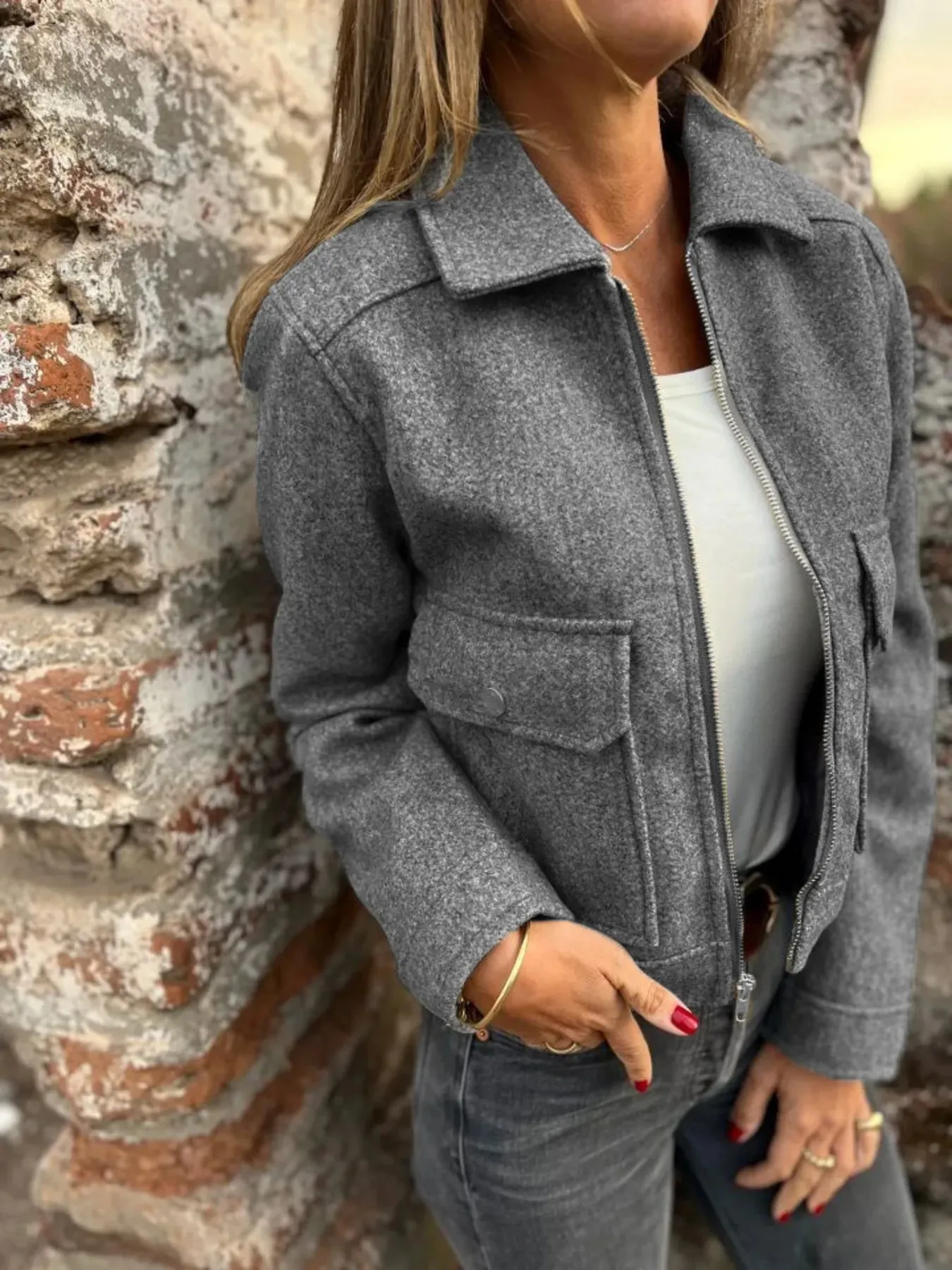 Zip Up Long Sleeve Jacket sold by Charming Charlie product image thumbnail 4