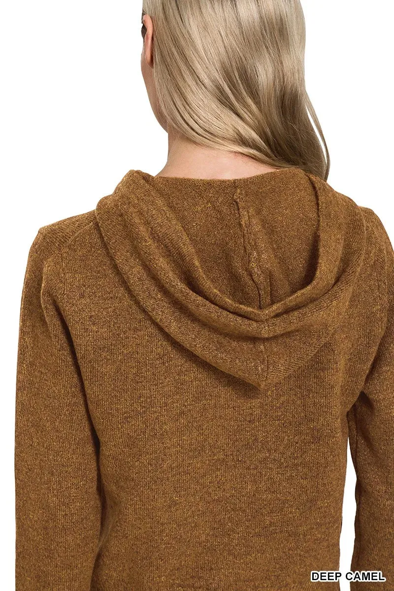 Zenana Drawstring Zip Up Hooded Cardigan sold by Charming Charlie product image thumbnail 5