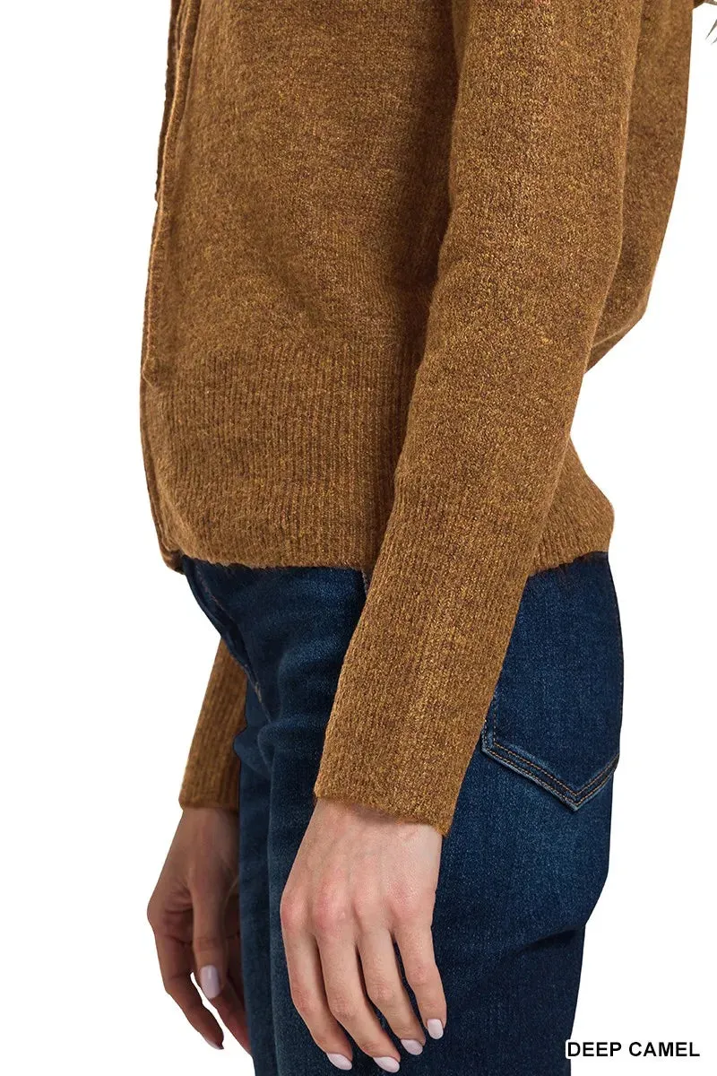 Zenana Drawstring Zip Up Hooded Cardigan sold by Charming Charlie product image thumbnail 4