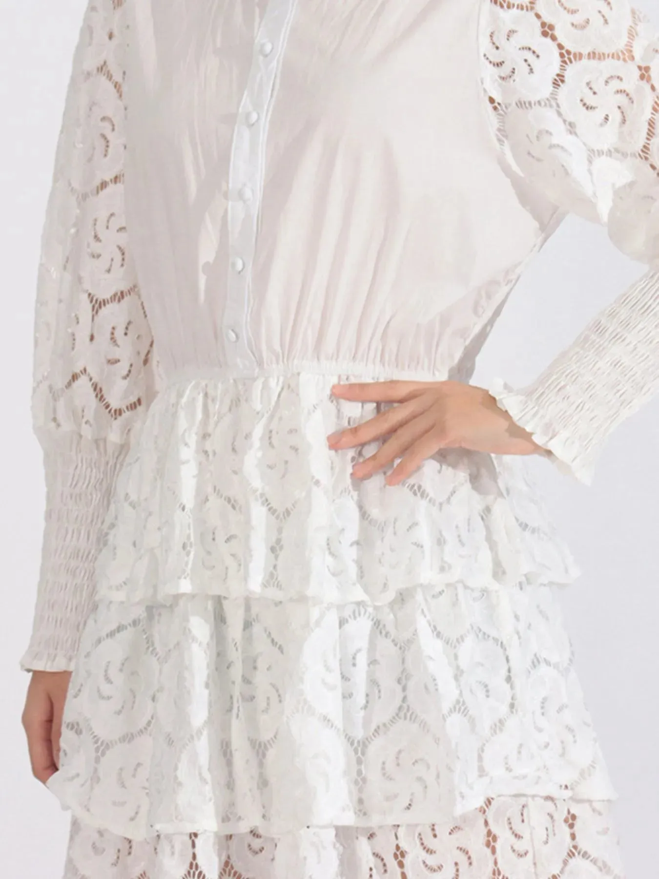 Full Size Lace Layered Long Sleeve Dress Plus Size sold by Charming Charlie product image thumbnail 2
