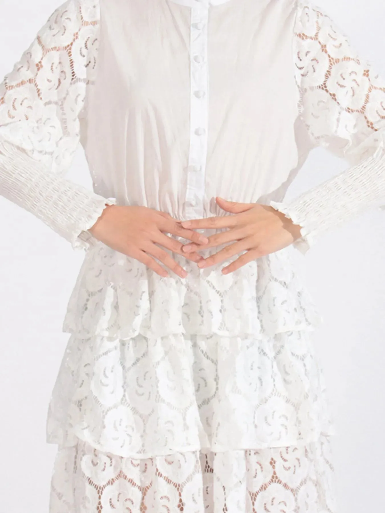 Full Size Lace Layered Long Sleeve Dress Plus Size sold by Charming Charlie product image thumbnail 4