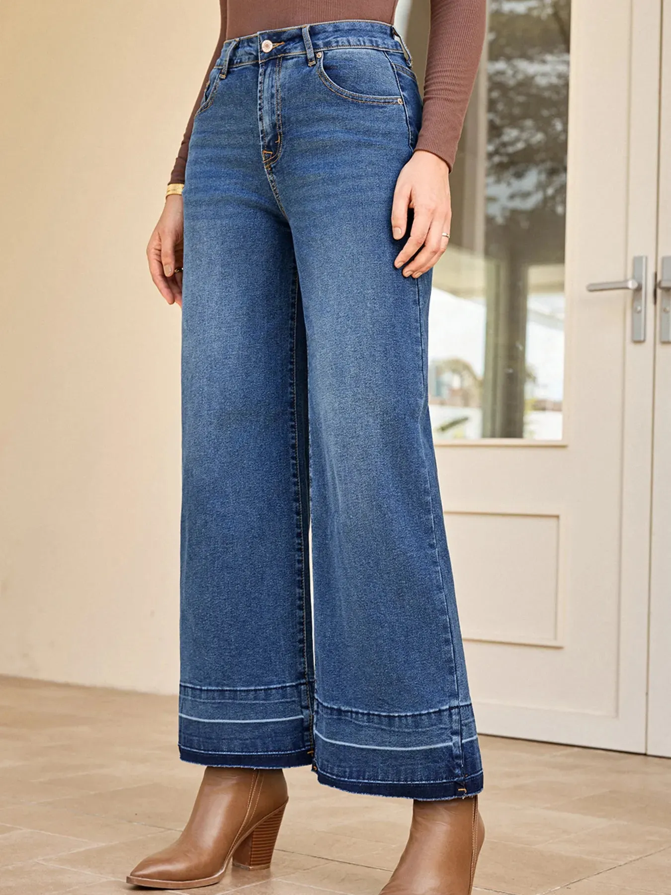High Waist Wide Leg Washed Jeans sold by Charming Charlie product image thumbnail 2
