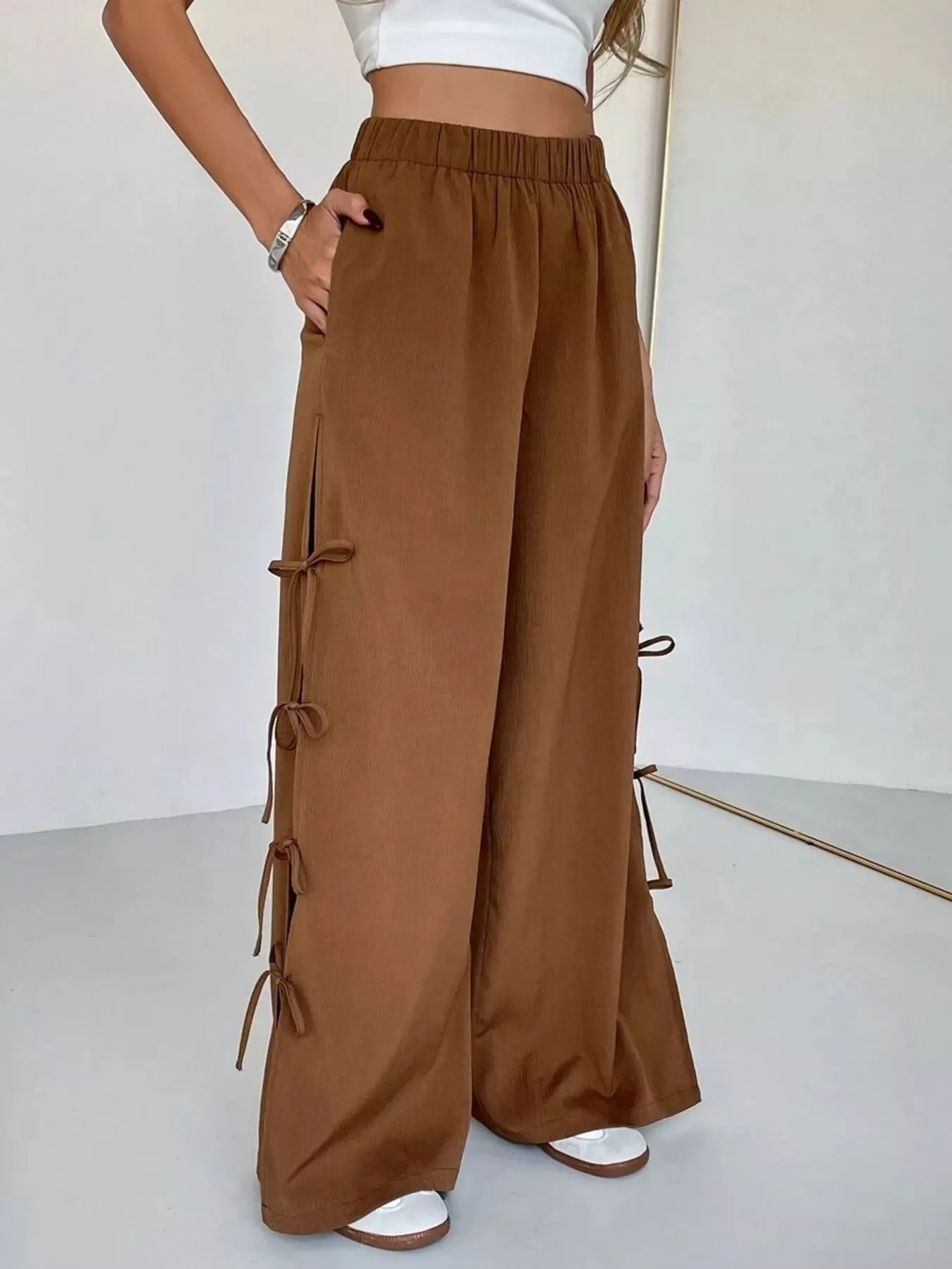 Side Tie Wide Leg Pants sold by Charming Charlie product image thumbnail 3