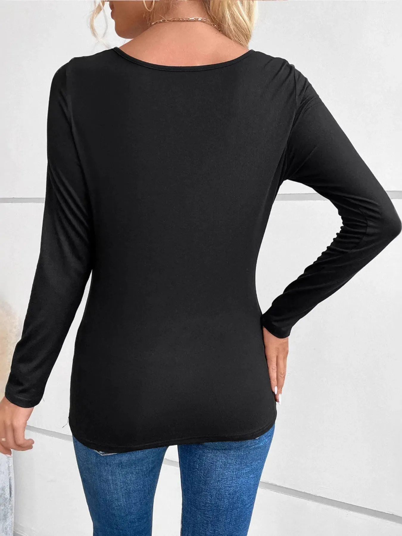Rhinestone Ruched Long Sleeve T-Shirt sold by Charming Charlie product image thumbnail 2