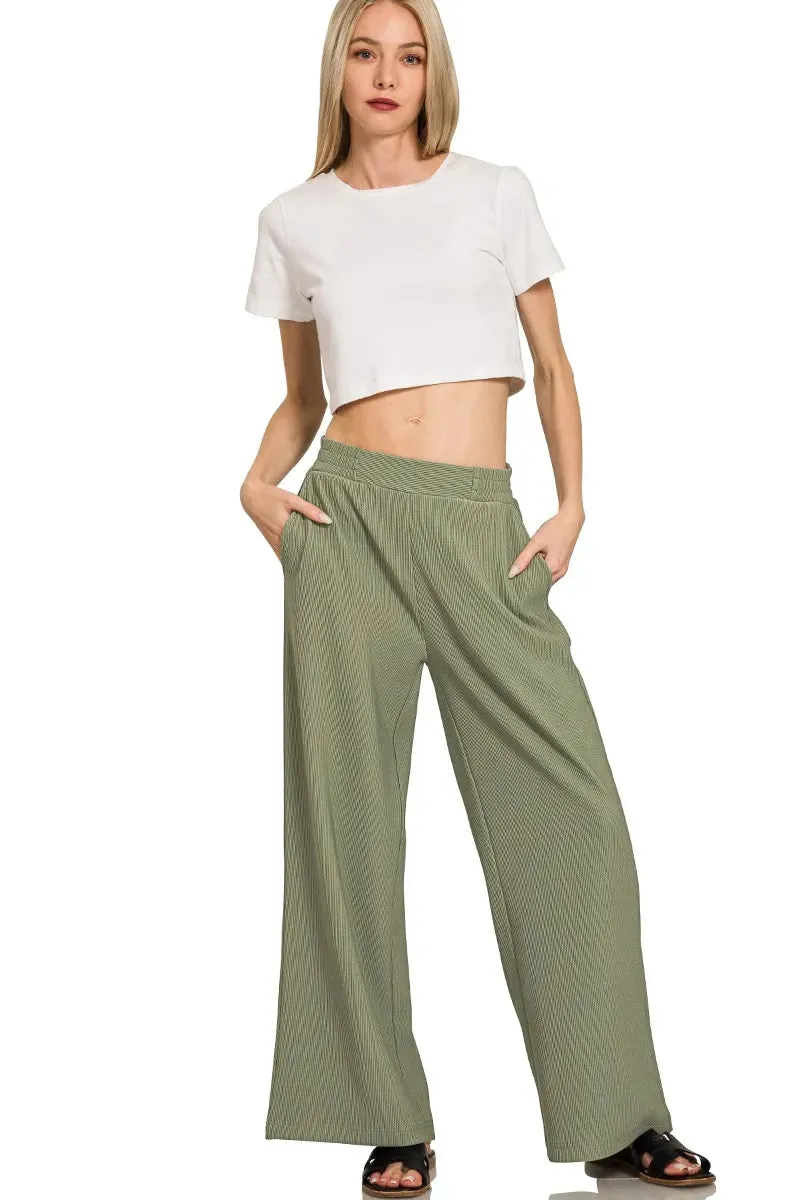 Zenana Ribbed High Neck Half Zip Pullover & Pants Set sold by Charming Charlie product image thumbnail 3