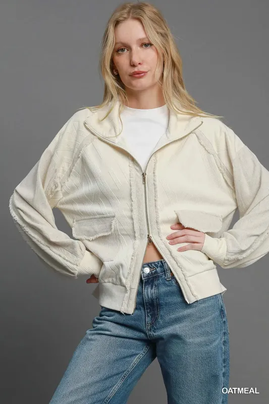 Umgee Two-Way Jacquard Zip-Up Jacket sold by Charming Charlie