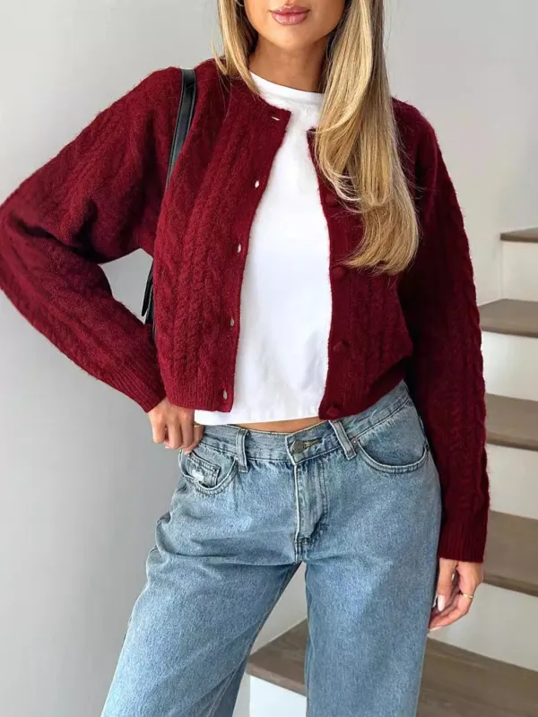 Cable Knit Button-Up Cardigan sold by Charming Charlie
