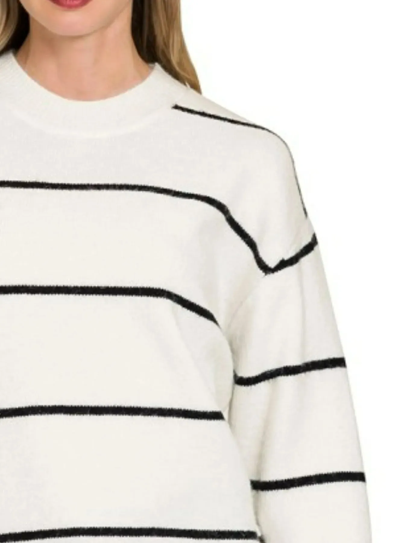 Zenana Round Neck Stripe Sweater sold by Charming Charlie product image thumbnail 2