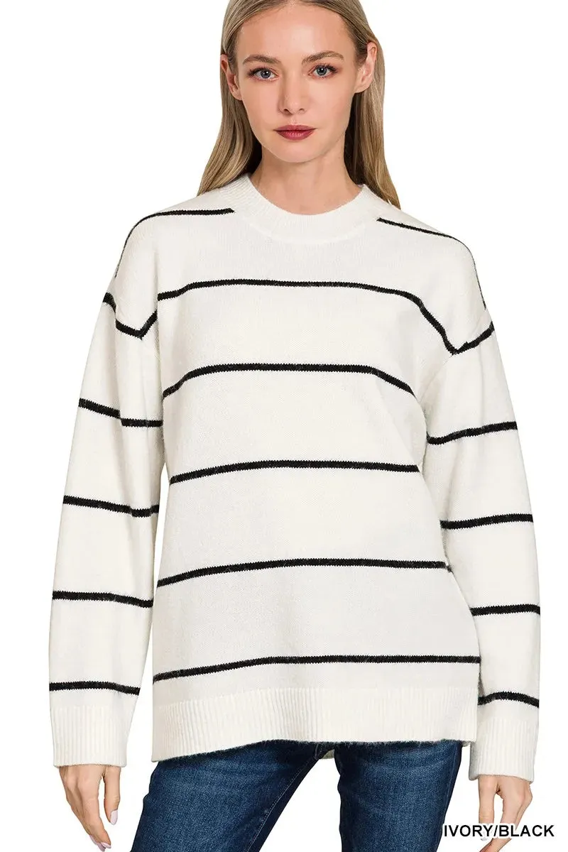 Zenana Round Neck Stripe Sweater sold by Charming Charlie