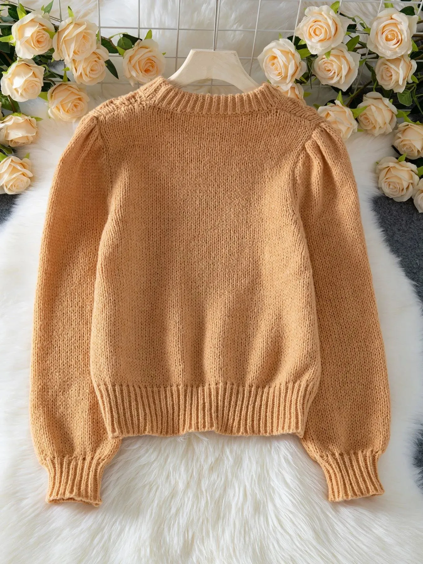 Textured Knit Round Neck Long Sleeve Sweater sold by Charming Charlie product image thumbnail 5