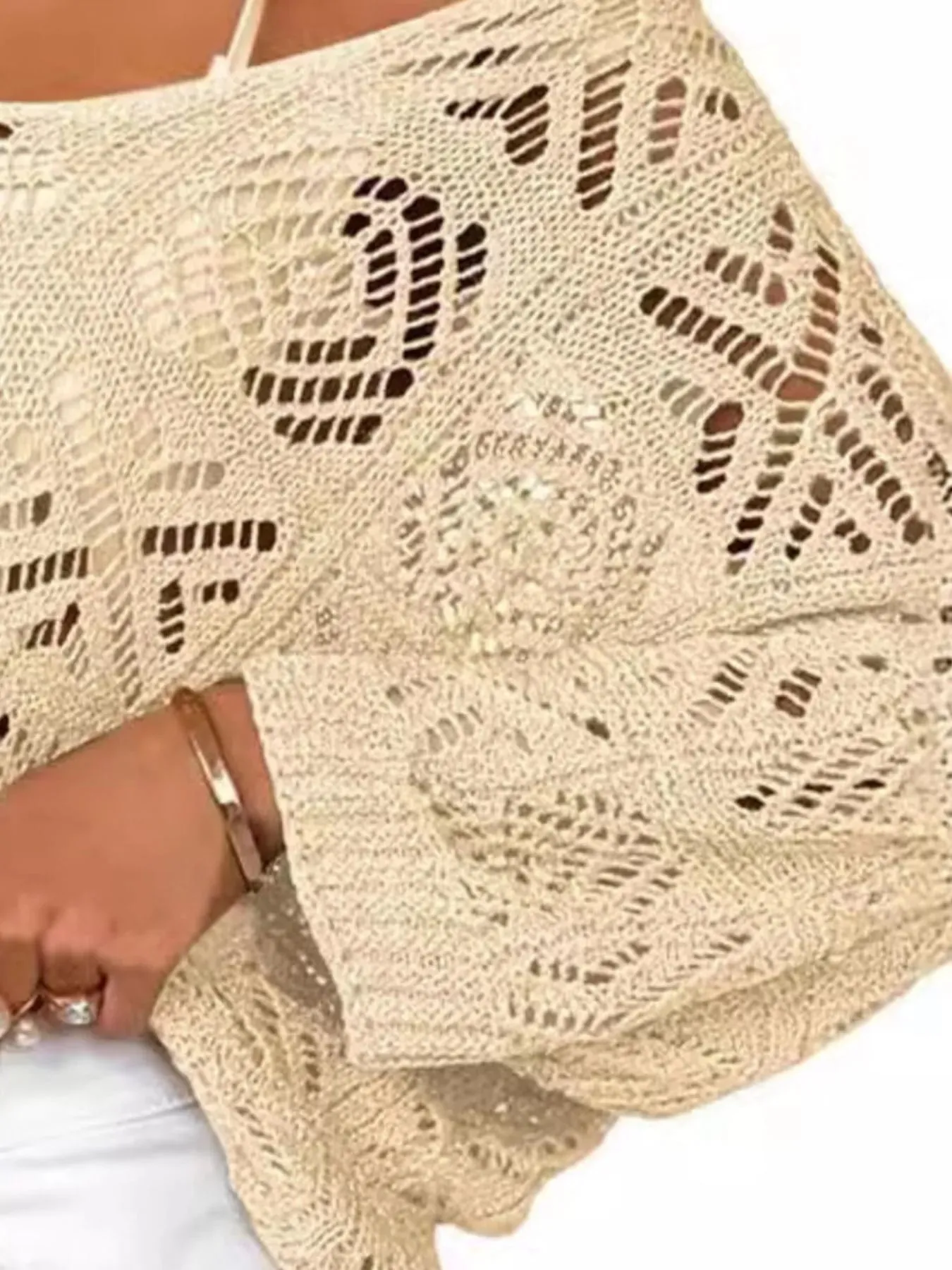 Openwork 3/4 Sleeve Knit Cover Up sold by Charming Charlie product image thumbnail 3