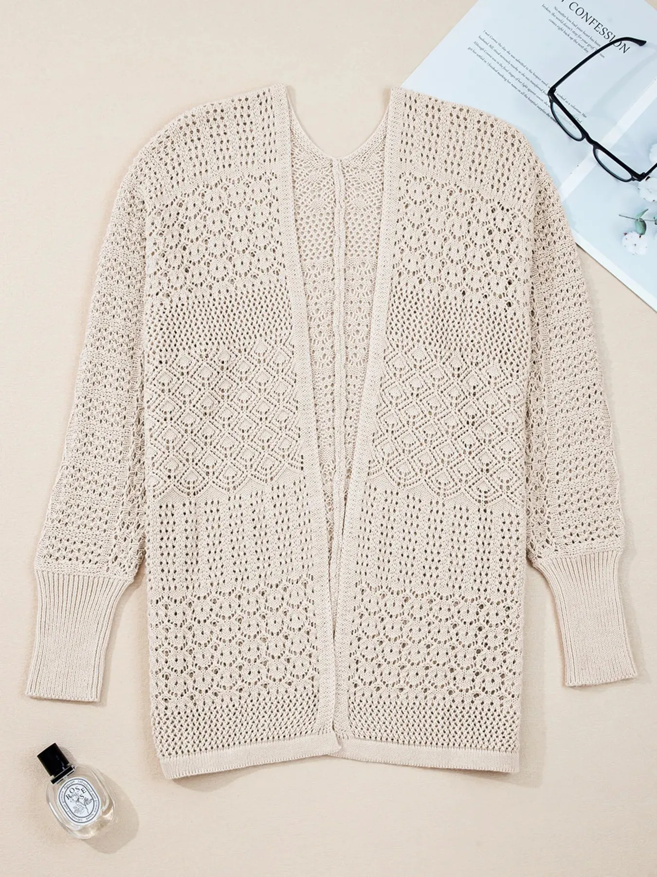 Hollowed Knit Open Front Cardigan sold by Charming Charlie product image thumbnail 2