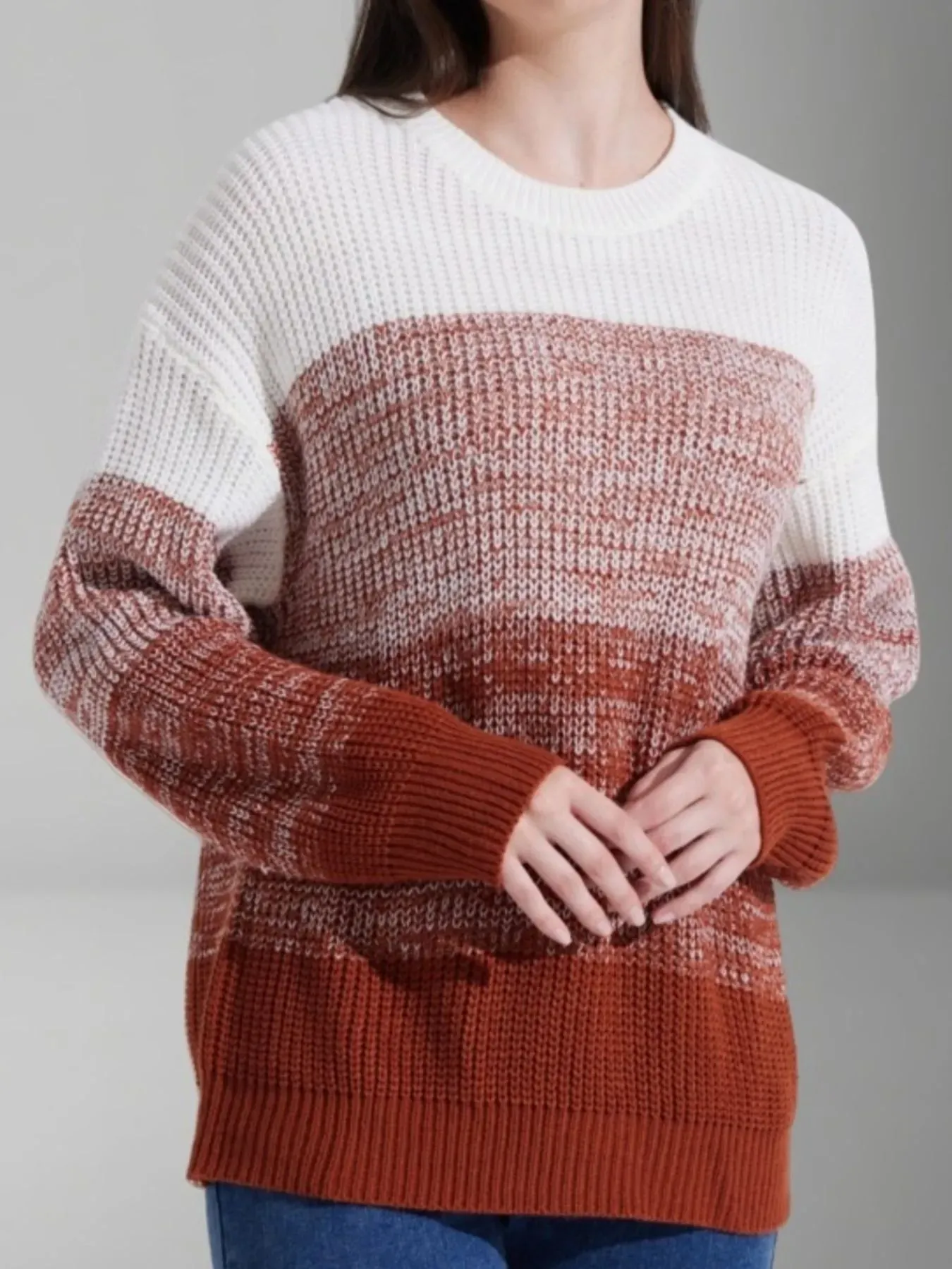 Color Block Round Neck Sweater sold by Charming Charlie