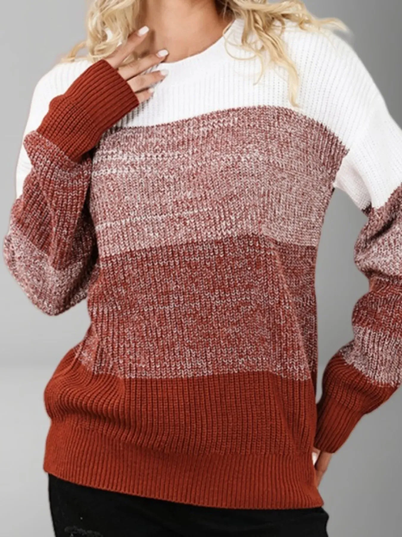 Color Block Round Neck Sweater sold by Charming Charlie product image thumbnail 3