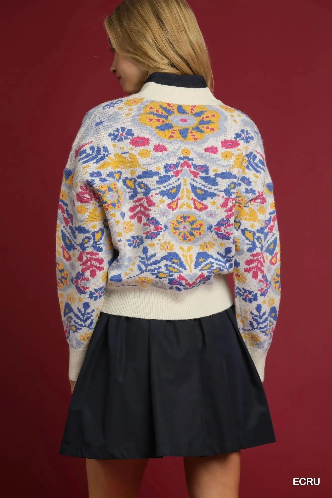 Umgee Floral Button-Up V-Neck Cardigan sold by Charming Charlie product image thumbnail 2