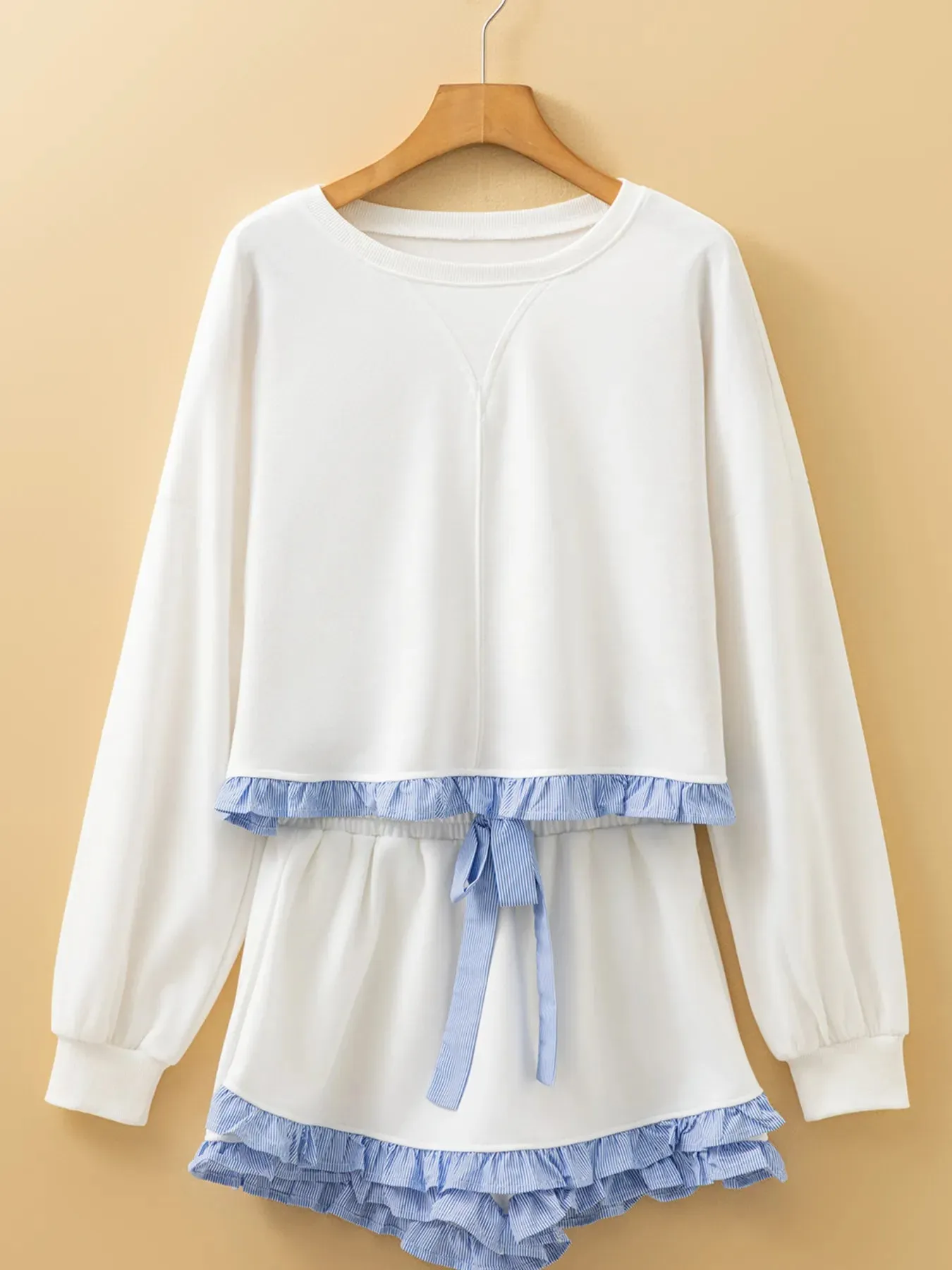 Contrast Trim Round Neck Top and Shorts Set sold by Charming Charlie product image thumbnail 2