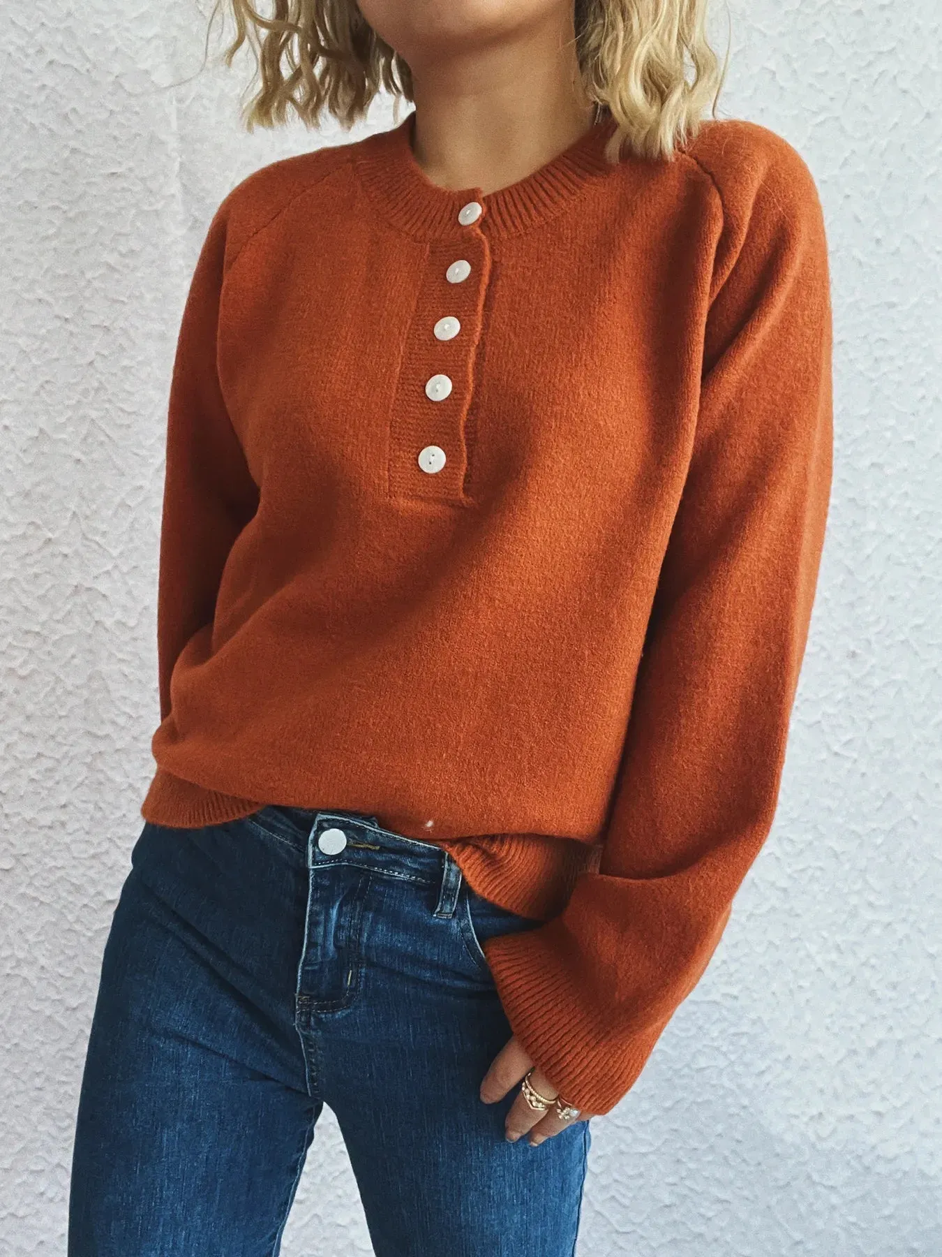 Button-Front Long Sleeve Sweater sold by Charming Charlie product image thumbnail 2