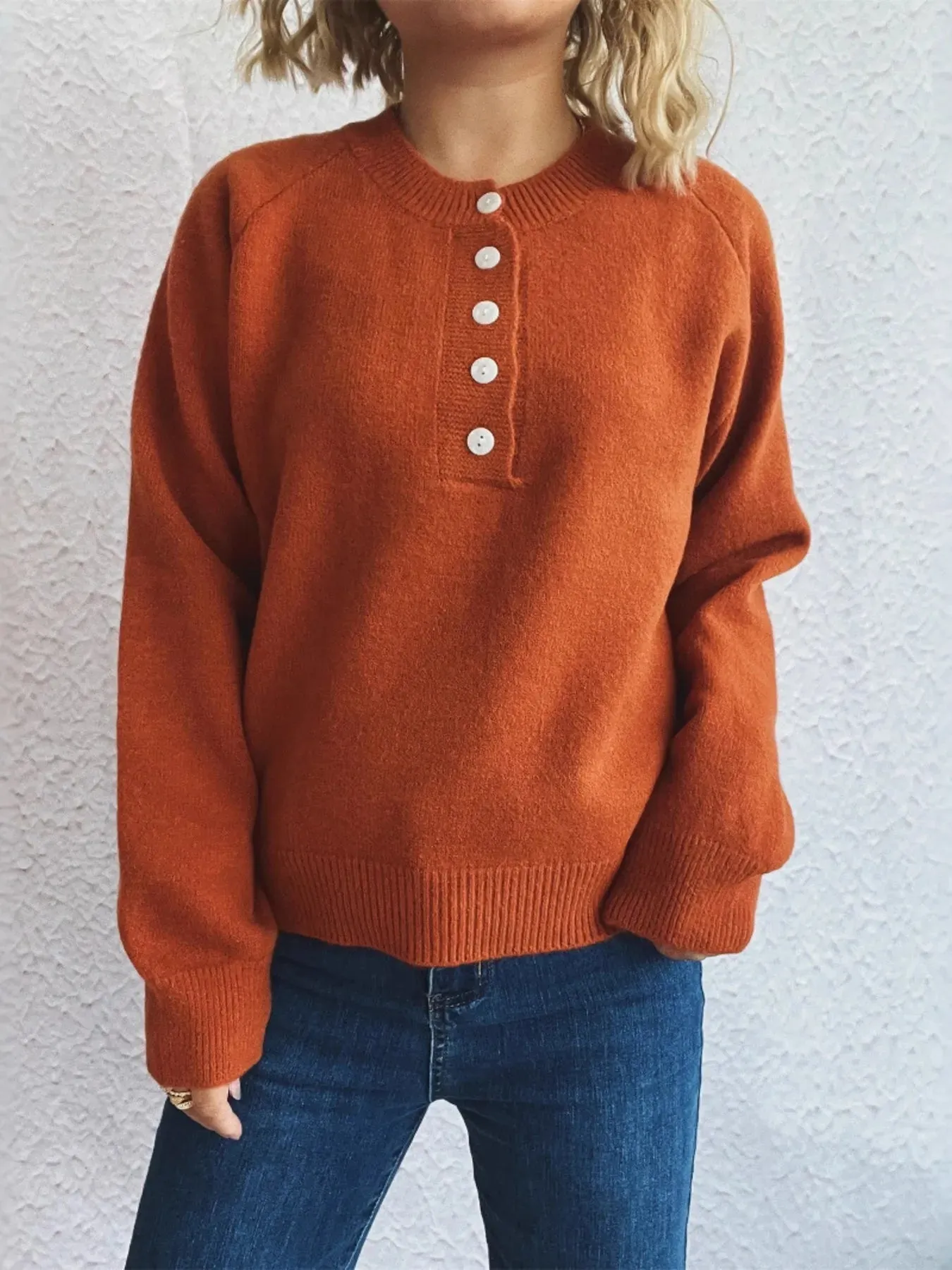 Button-Front Long Sleeve Sweater sold by Charming Charlie product image thumbnail 3