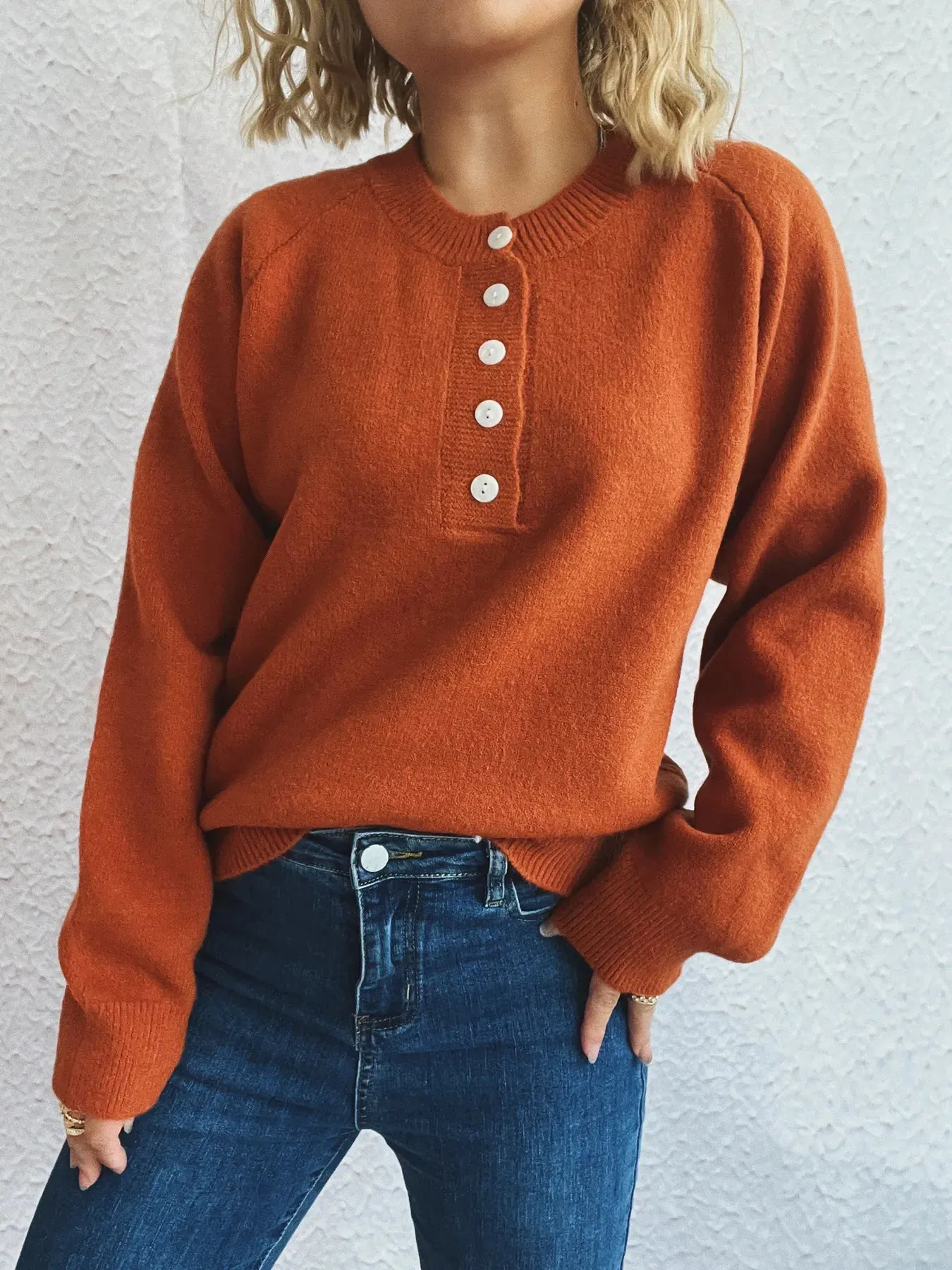 Button-Front Long Sleeve Sweater sold by Charming Charlie product image thumbnail 4