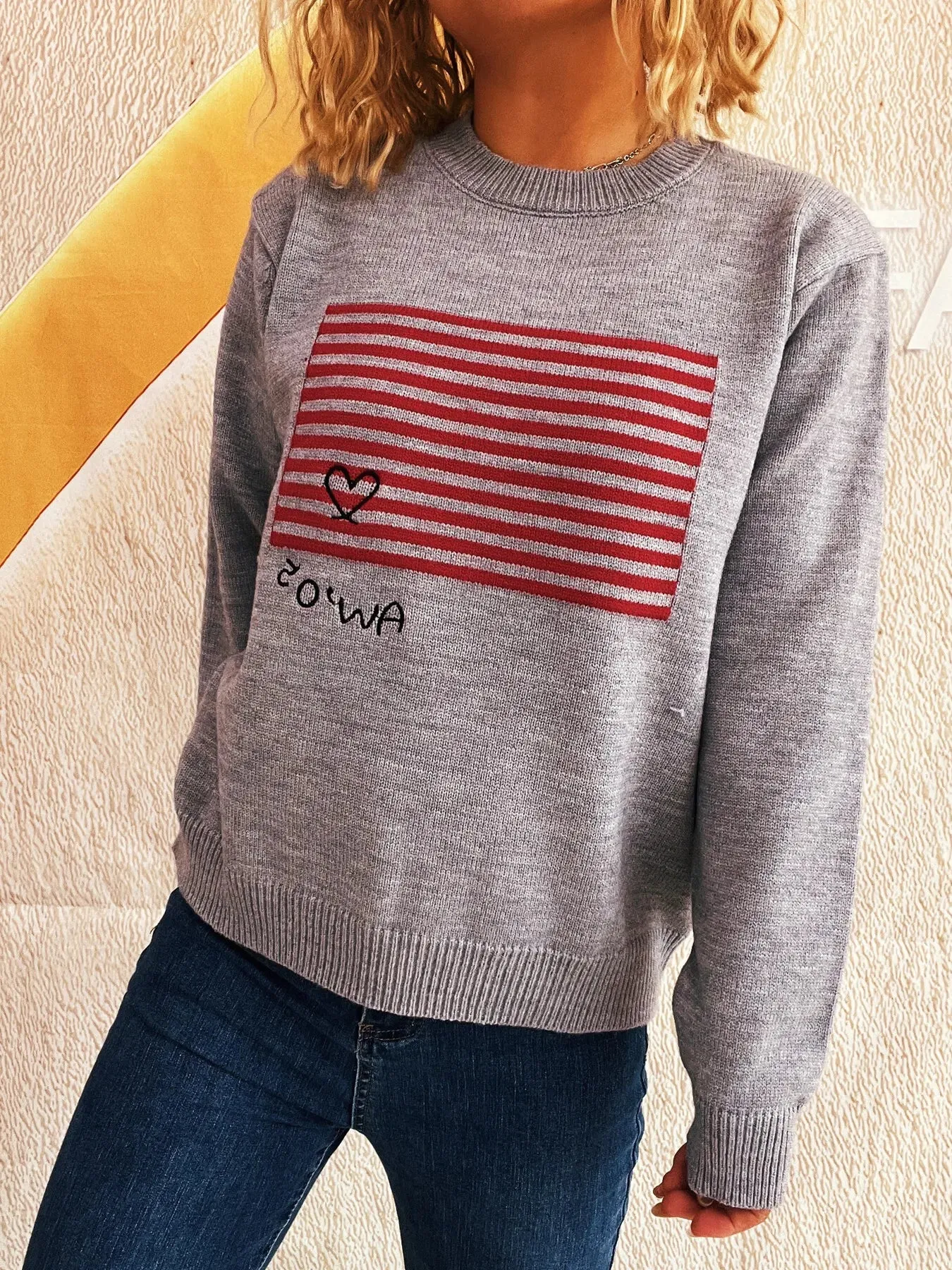 Striped Round Neck Long Sleeve Sweater sold by Charming Charlie