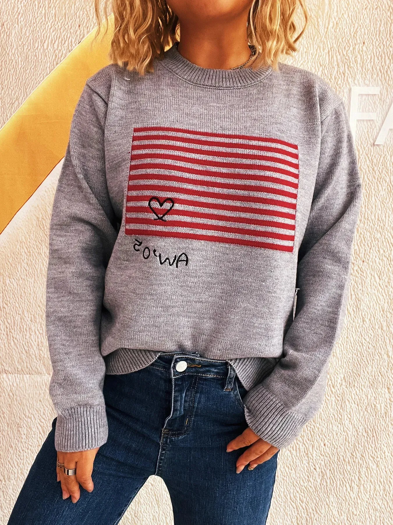 Striped Round Neck Long Sleeve Sweater sold by Charming Charlie product image thumbnail 5