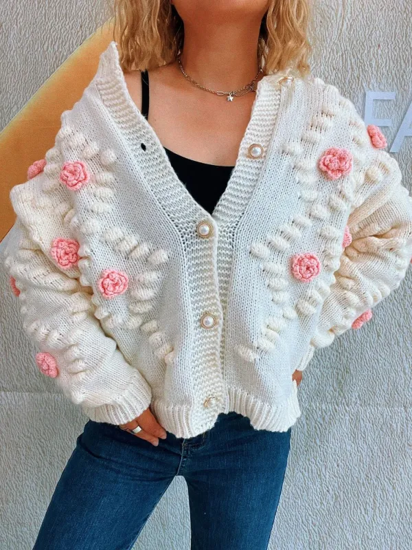 Flower Button Up Long Sleeve Cardigan sold by Charming Charlie