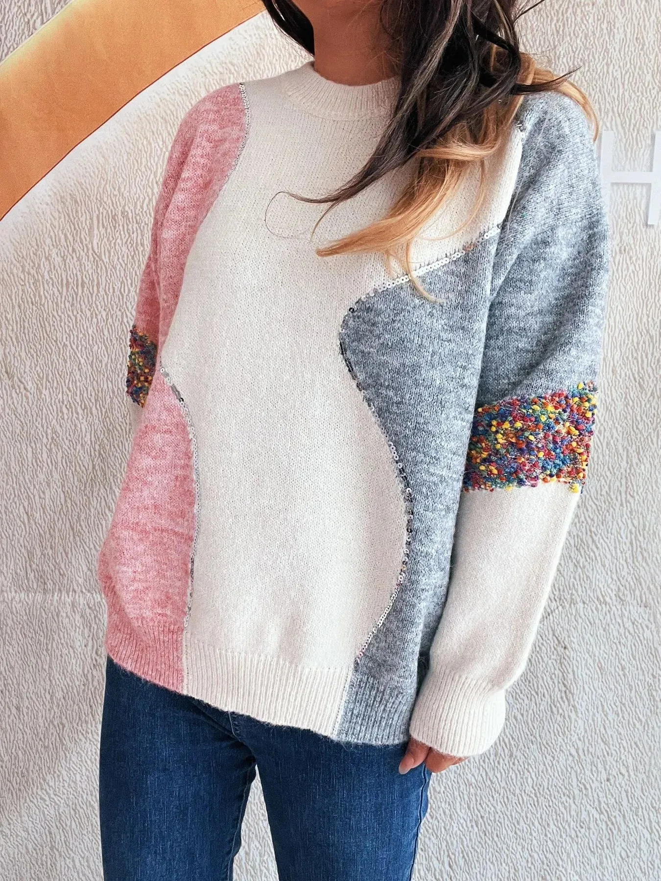Color Block Dropped Shoulder Sweater sold by Charming Charlie product image thumbnail 5