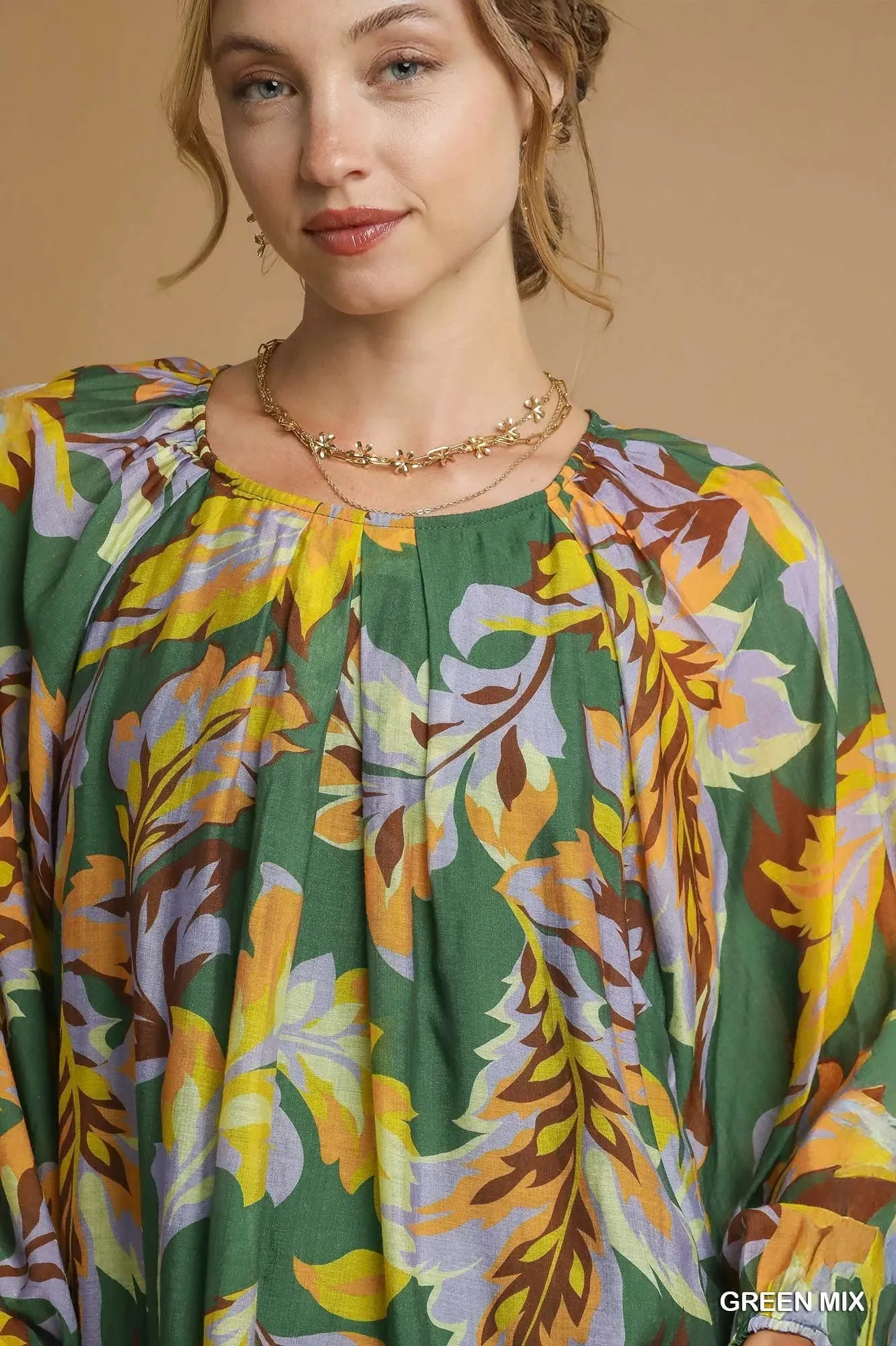 Umgee Mix Abstract Print Balloon Sleeve Blouse sold by Charming Charlie product image thumbnail 5