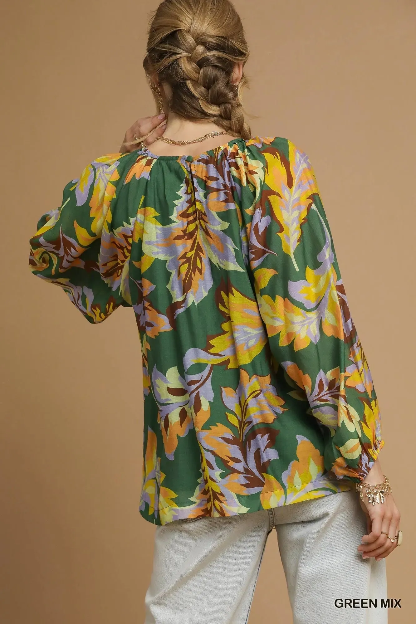 Umgee Mix Abstract Print Balloon Sleeve Blouse sold by Charming Charlie product image thumbnail 3