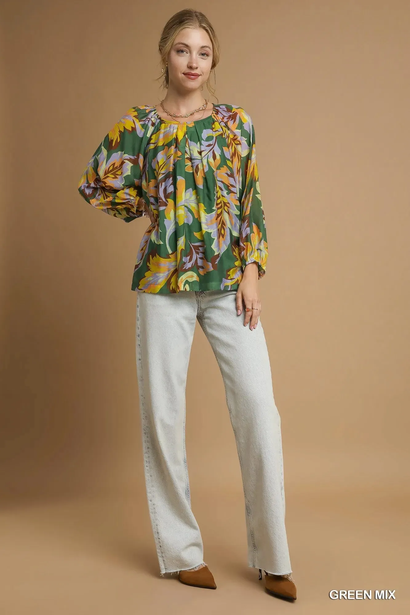 Umgee Mix Abstract Print Balloon Sleeve Blouse sold by Charming Charlie product image thumbnail 4