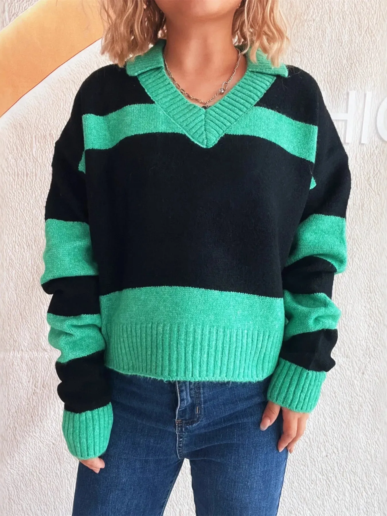 Color Block Long Sleeve Sweater sold by Charming Charlie
