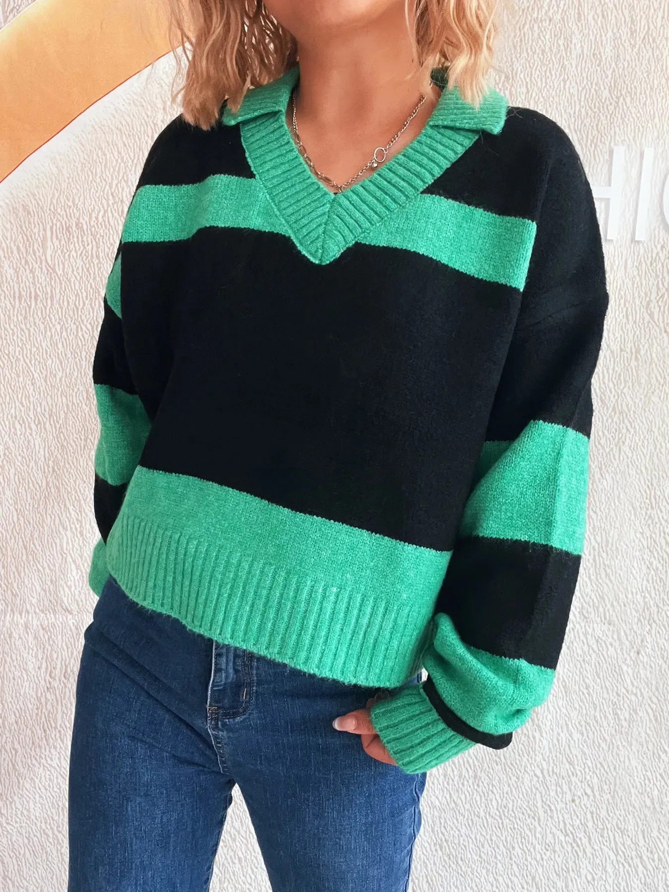 Color Block Long Sleeve Sweater sold by Charming Charlie product image thumbnail 2