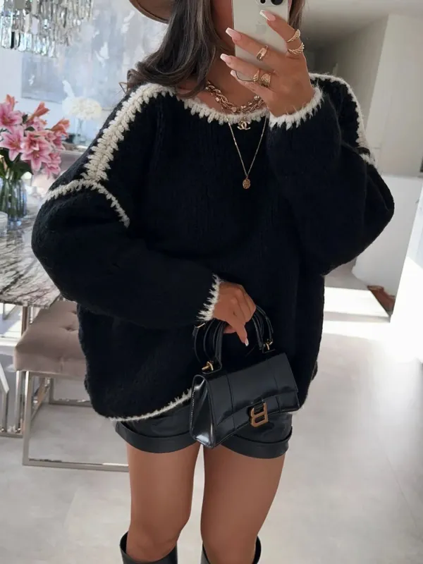 Contrast Trim Oversized Sweater sold by Charming Charlie