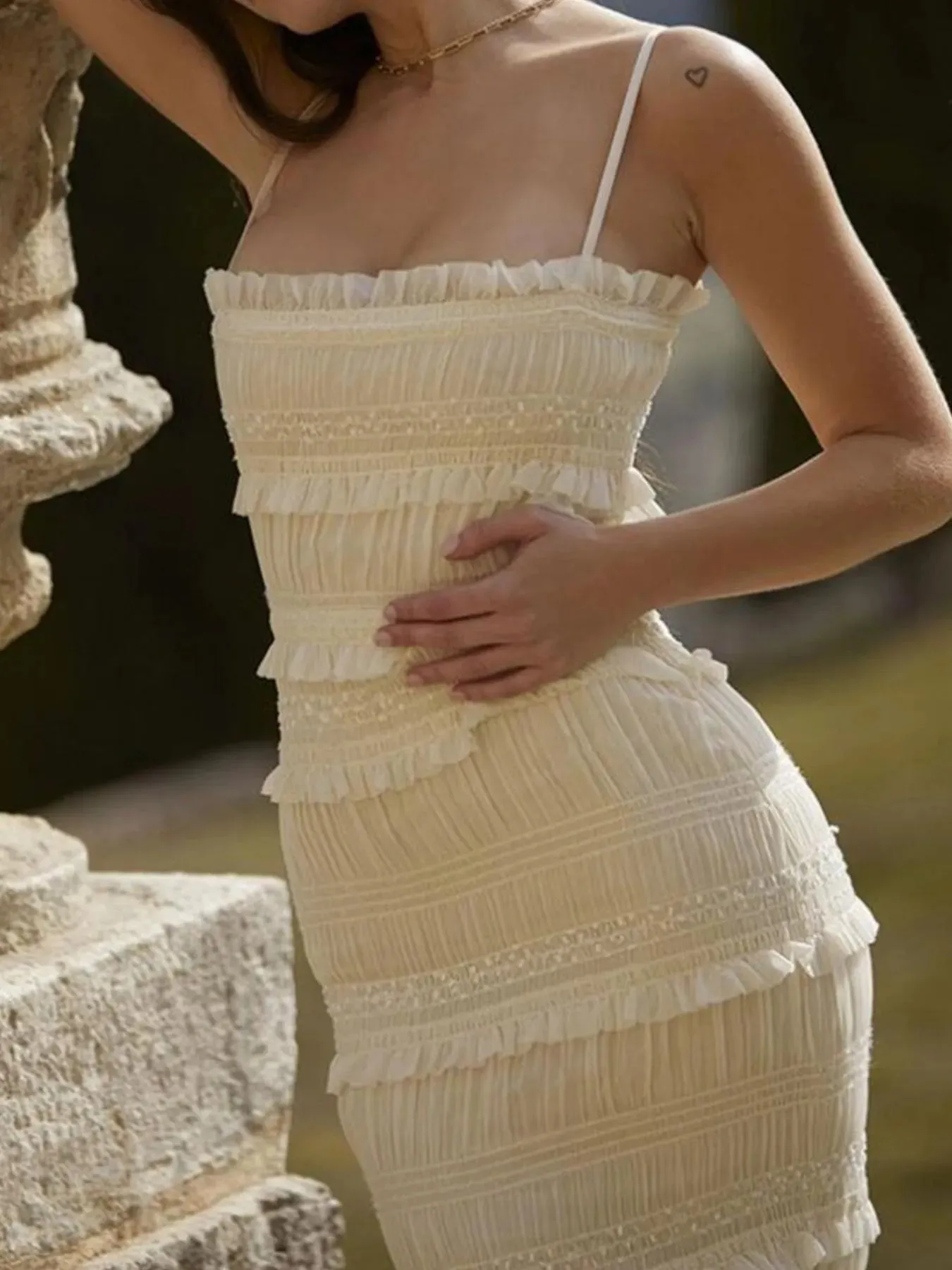 Frill Tiered Textured Maxi Cami Dress sold by Charming Charlie product image thumbnail 5