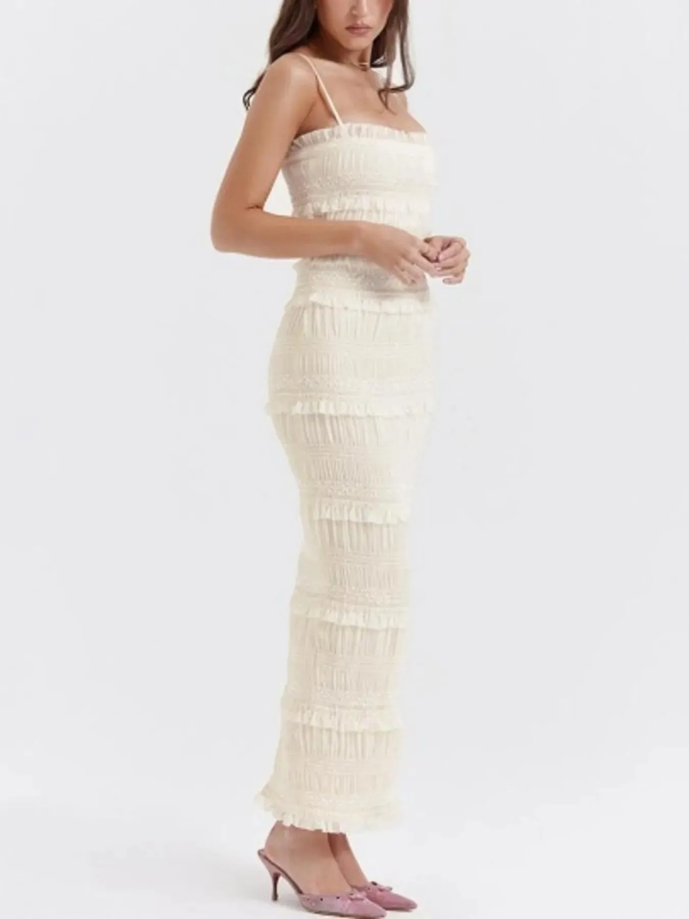 Frill Tiered Textured Maxi Cami Dress sold by Charming Charlie product image thumbnail 2
