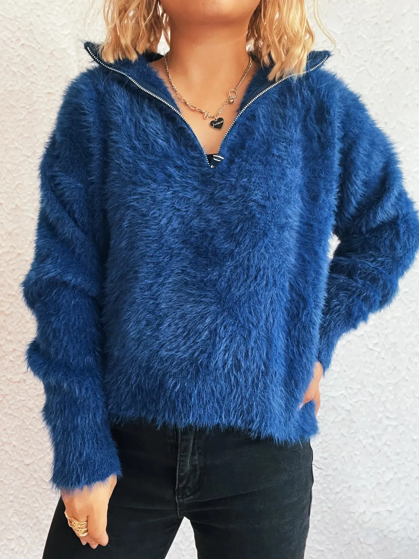 Cozy Fuzzy Half-Zip Sweater sold by Charming Charlie product image thumbnail 4