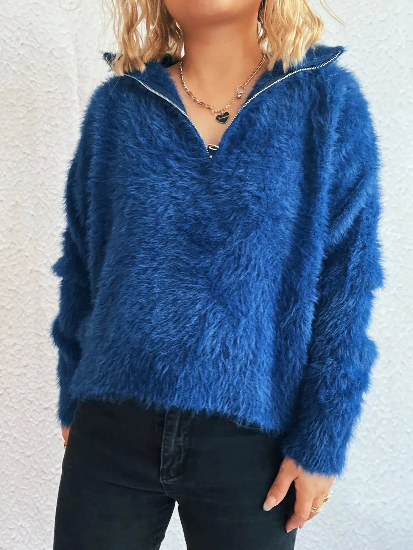 Cozy Fuzzy Half-Zip Sweater sold by Charming Charlie product image thumbnail 5