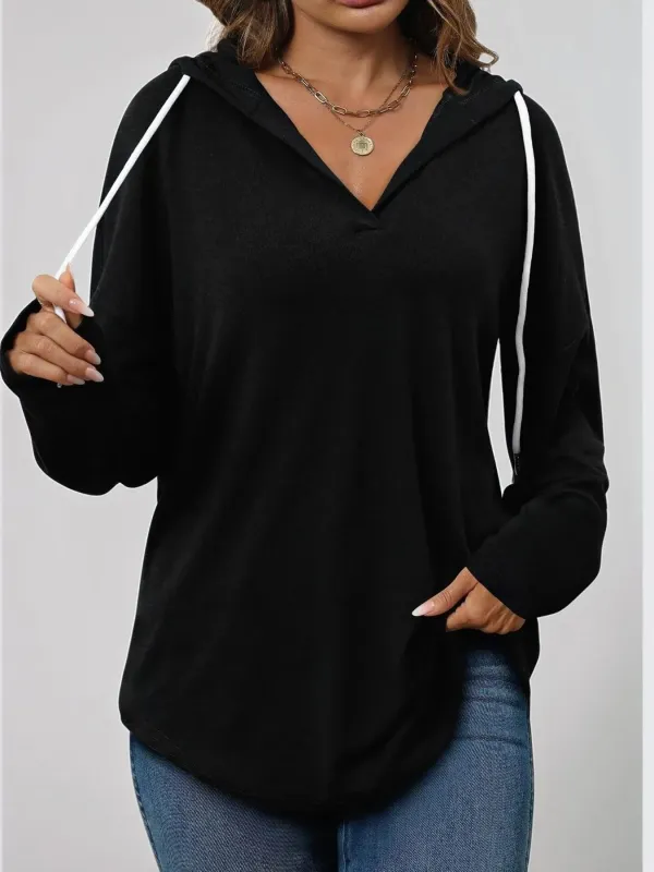Full Size Drawstring Long Sleeve Hoodie Plus Size sold by Charming Charlie