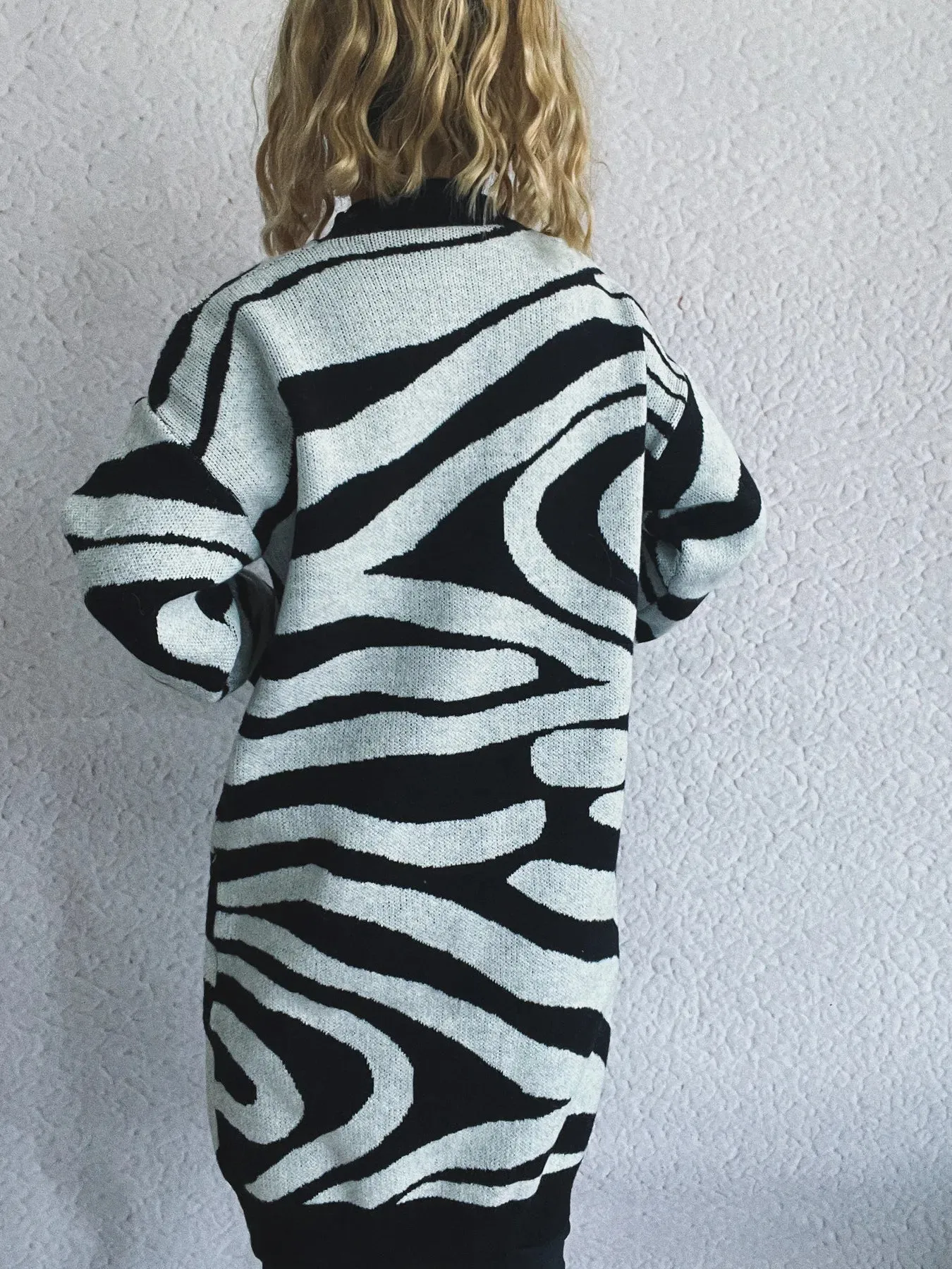 Oversized Zebra Print Long Sleeve Sweater sold by Charming Charlie product image thumbnail 4