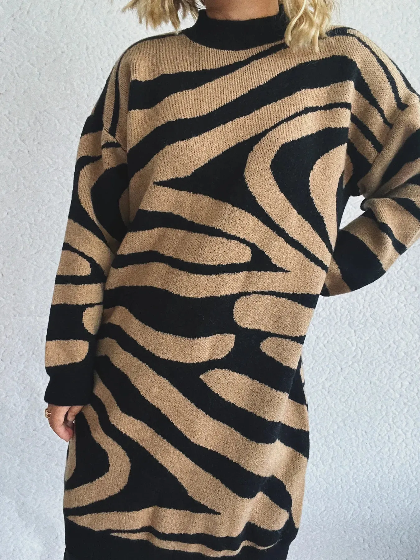 Oversized Zebra Print Long Sleeve Sweater sold by Charming Charlie product image thumbnail 5