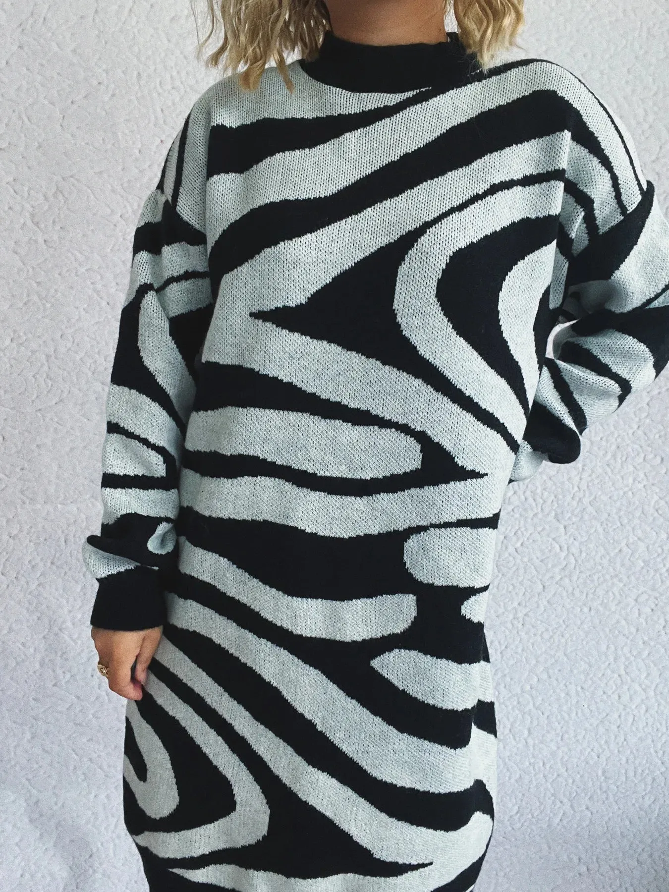 Oversized Zebra Print Long Sleeve Sweater sold by Charming Charlie product image thumbnail 2