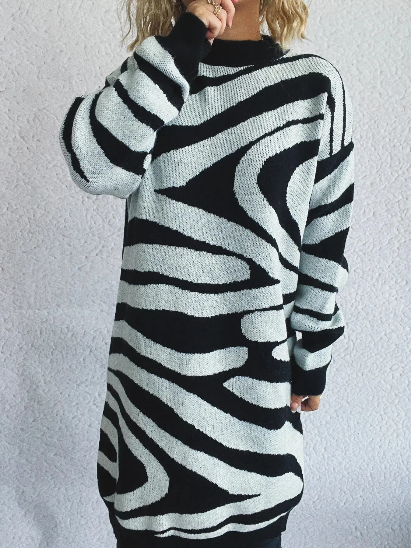 Oversized Zebra Print Long Sleeve Sweater sold by Charming Charlie product image thumbnail 3