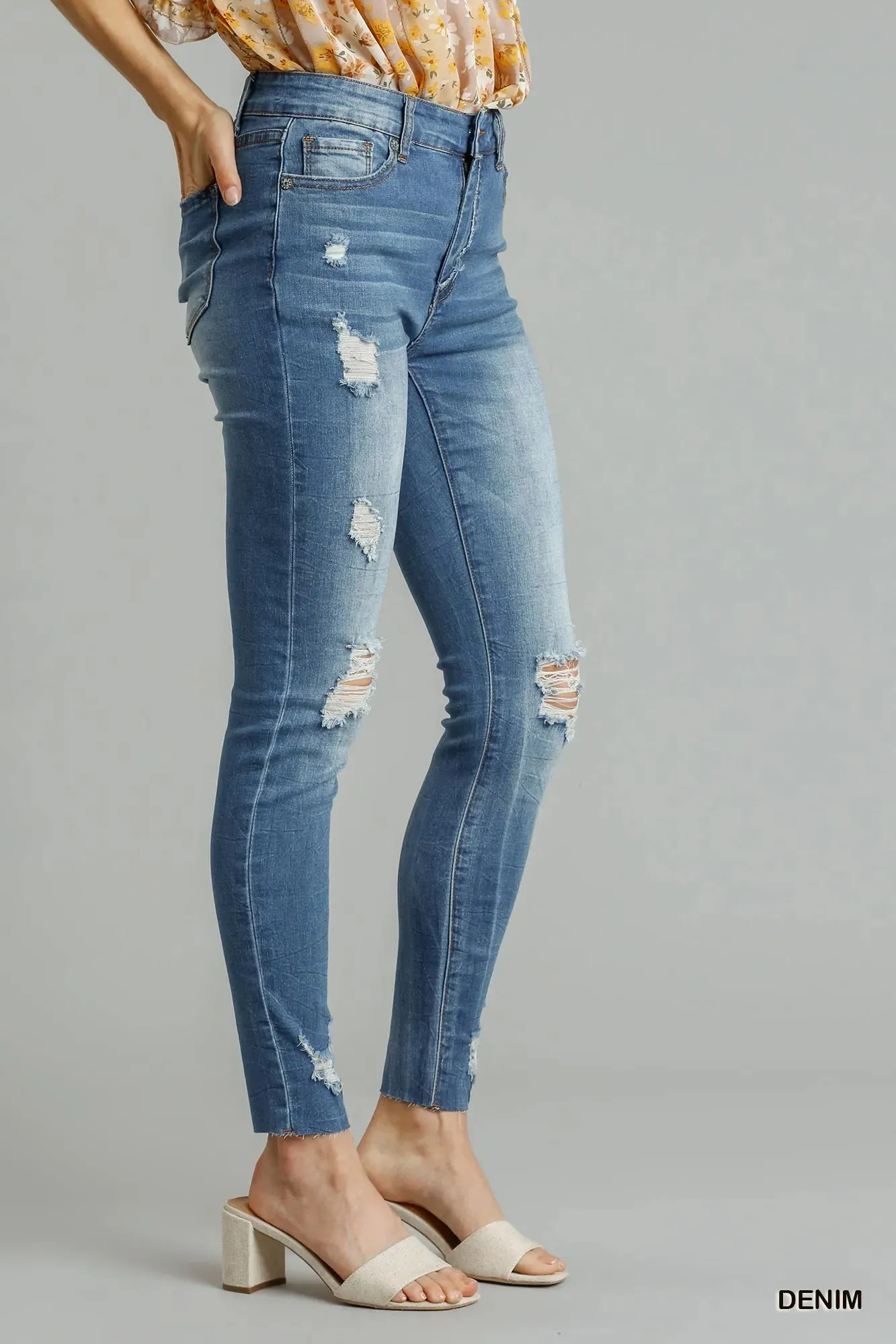 Umgee Distressed Skinny Jeans with Edge Detail sold by Charming Charlie product image thumbnail 3