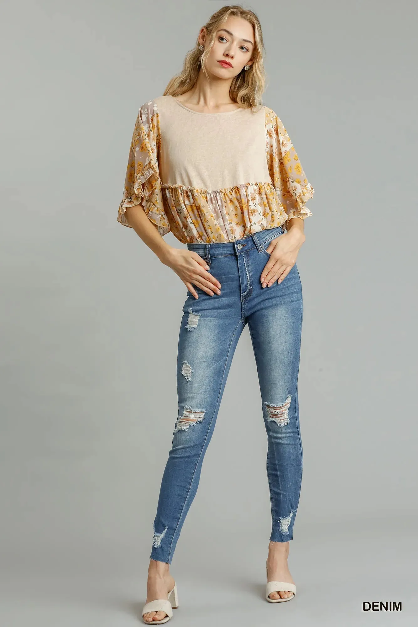 Umgee Distressed Skinny Jeans with Edge Detail sold by Charming Charlie product image thumbnail 4