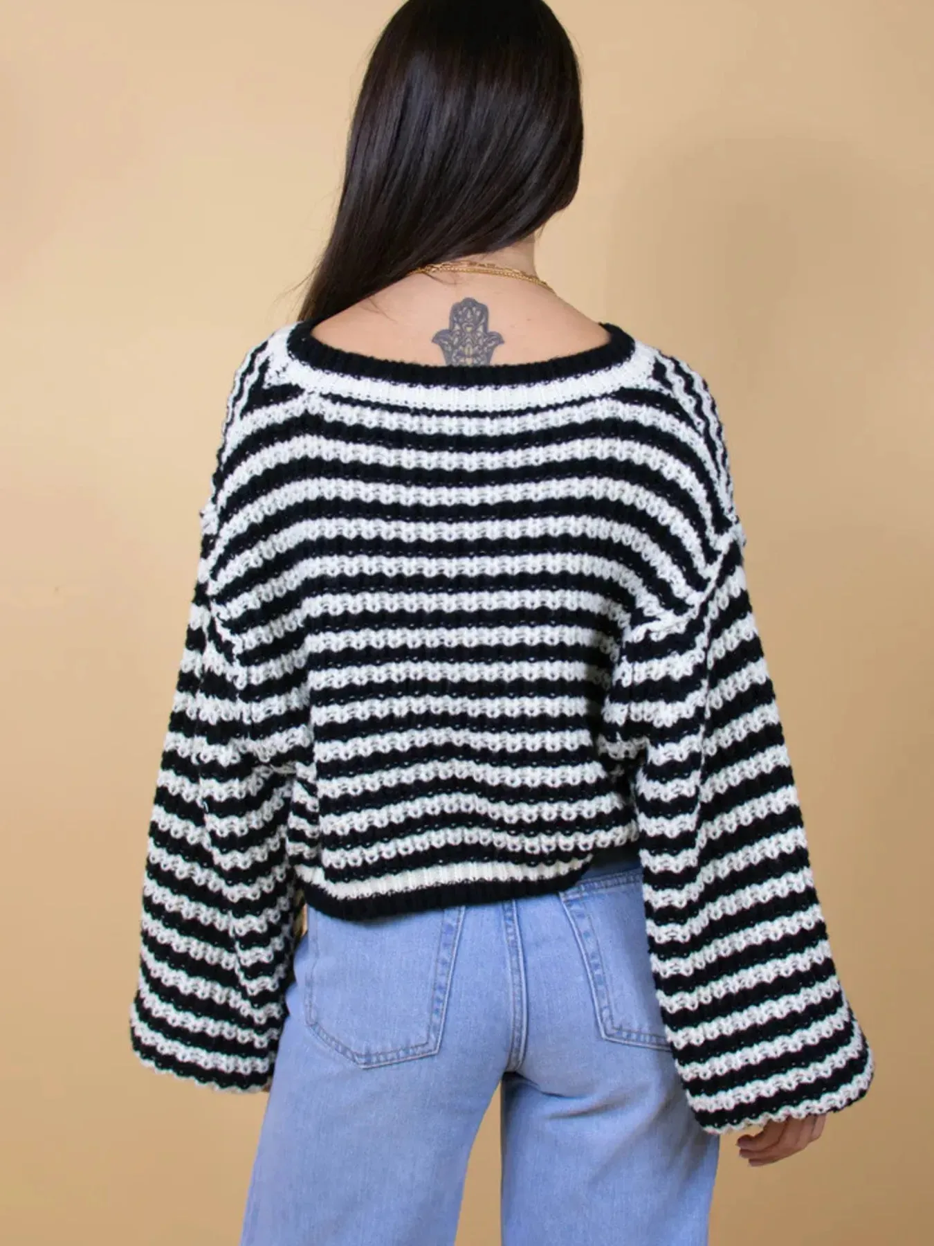 Oversized Striped Drop Shoulder Sweater sold by Charming Charlie product image thumbnail 5