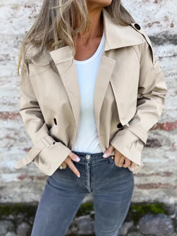Full Size Long Sleeve Button Up Trench Coat Plus Size sold by Charming Charlie