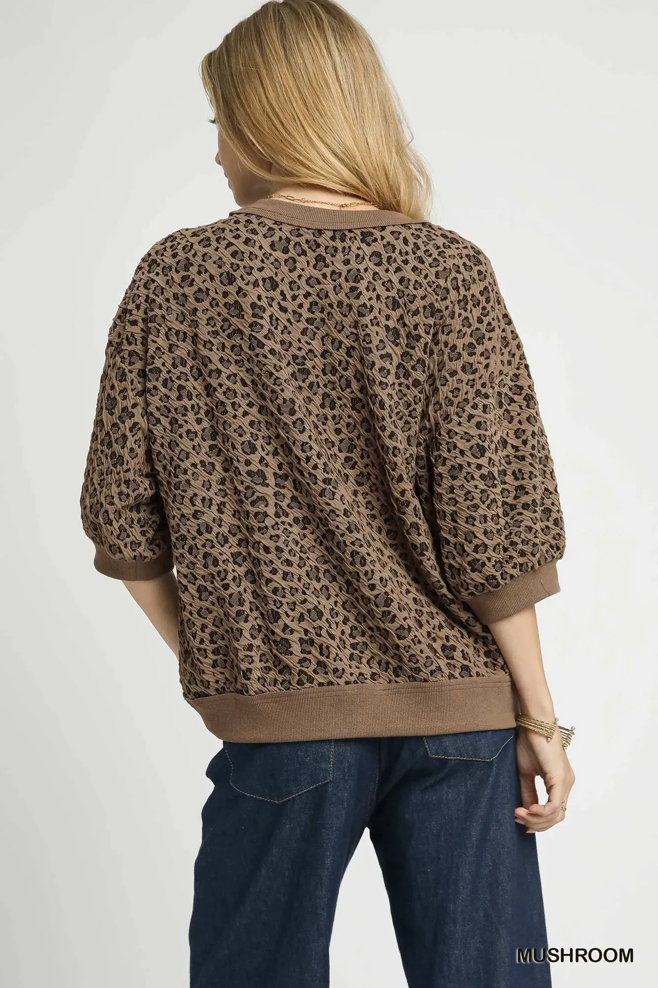 Umgee Oversized Leopard Round Neck Sweatshirt sold by Charming Charlie product image thumbnail 4